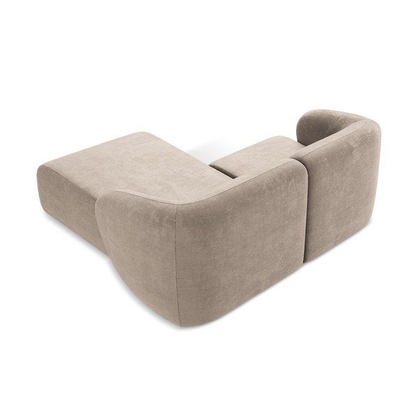 Gaiši brūns stūra dīvāns no šenila auduma (ar labo stūri/ar zvilni) Lani – Makamii-image-3