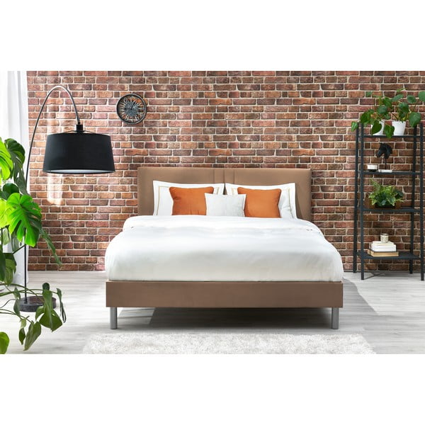 Gaiši brūna mīksta divguļamā gulta ar režģi 180x200 cm Kerry – Bobochic Paris-image-3