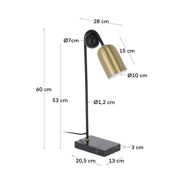 Melna/zelta krāsas galda lampa (augstums 60 cm) Natsumi – Kave Home-image-4