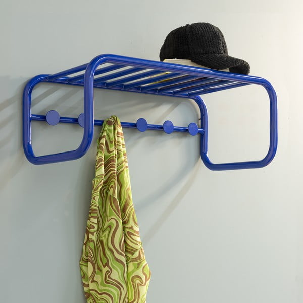 Zils metāla sienas pakaramais ar plauktu 72 cm Retro – Spinder Design-image-1