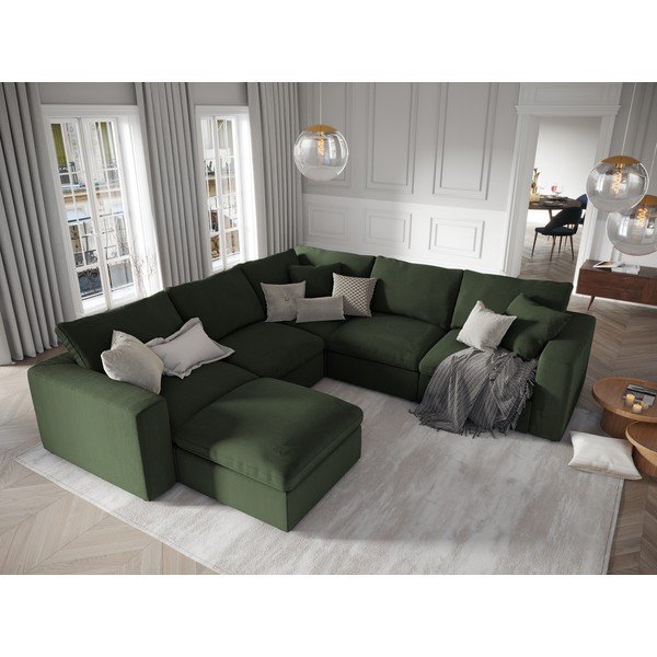 Tumši zaļa modulārā dīvāna divpusējā stūra daļa Windsor & Co Sofas Galaxy-image-4