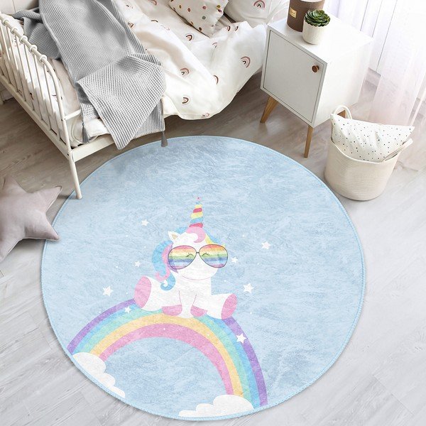 Gaiši zils bērnu paklājs ø 80 cm Comfort – Mila Home-image-1