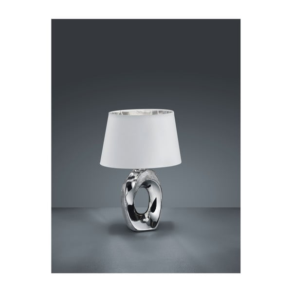 Galda lampa no baltas sudraba keramikas un auduma Reality Taba, augstums 33 cm-image-2