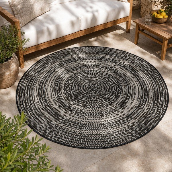 Melns āra paklājs Universal Silvana Rutto, ⌀ 120 cm-image-4