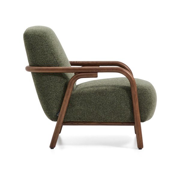 Tumši zaļš atpūtas krēsls no šenila auduma Sylo – Kave Home-image-3