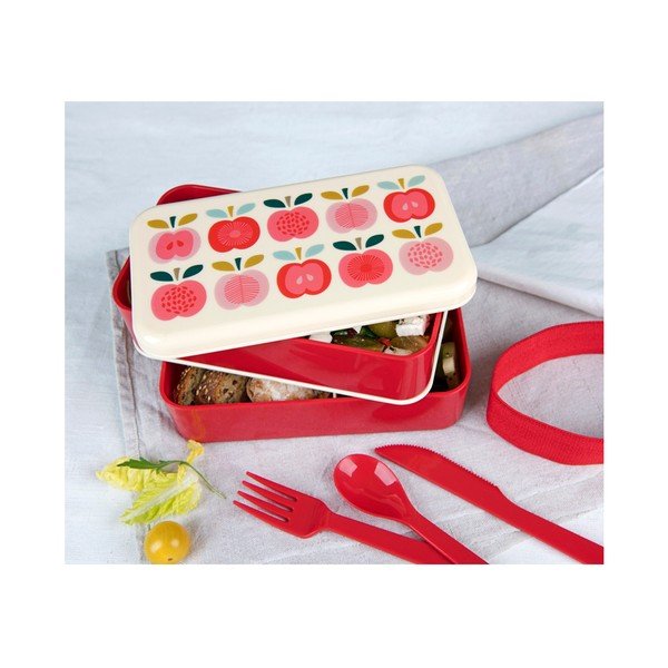 Pusdienu kārba 2x kastes/galda piederumi Vintage Apple – Rex London-image-1
