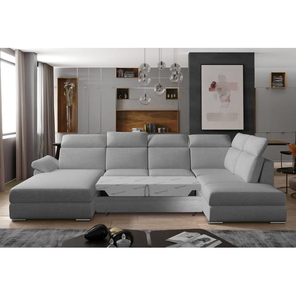 Gaiši pelēks salokāms stūra dīvāns (ar labo stūri/U veida) Evanell – ELTAP-image-2