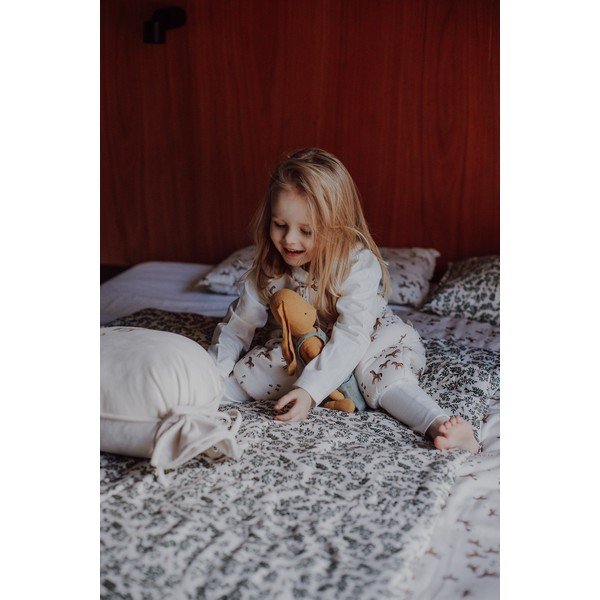Zaļš/krēmkrāsas bērnu gultiņas komplekts Green Floral – Malomi Kids-image-1