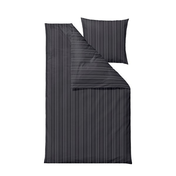 Antracīta pelēka vienguļamā damasta gultas veļa 140x200 cm Noble – Södahl