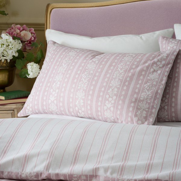 Balta/rozā vienguļamā gultas veļa 135x200 cm Regency Stripe – Catherine Lansfield-image-3