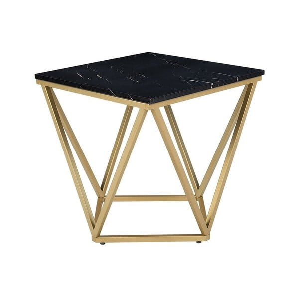 Zelta krāsas izvelkamais galds ar melnu virsmu Monobeli Marble