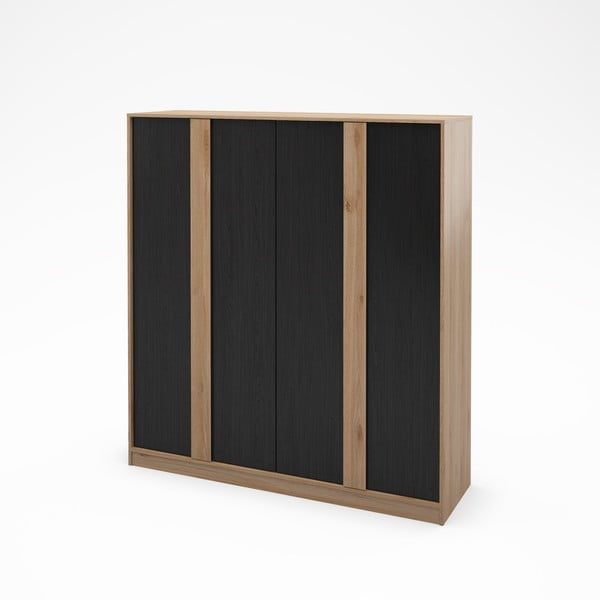 Melns/dabīga toņa drēbju skapis ar ozolkoka imitāciju 180x197,5x53 cm Dennis – Marckeric-image-2