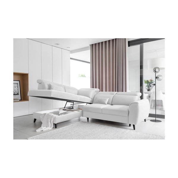 Balts samta salokāms/ar uzglabāšanas vietu stūra dīvāns (ar kreiso stūri/L veida) Noble – ELTAP-image-3