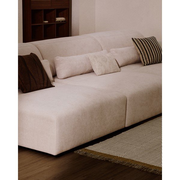 Bēšs regulējams dīvāns no šenila auduma ar zvilni 410 cm Lares – Kave Home-image-3