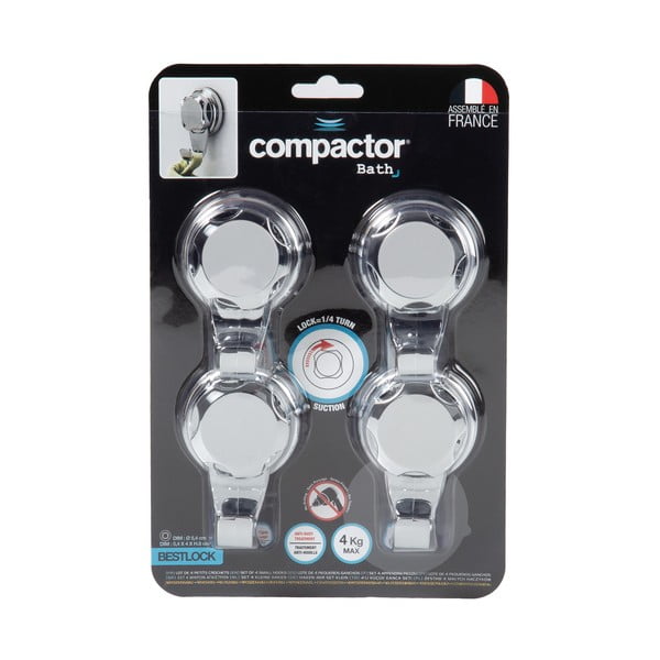 Sudraba krāsas metāla pašturoši āķi (4 gab.) Bestlock Bath – Compactor-image-4