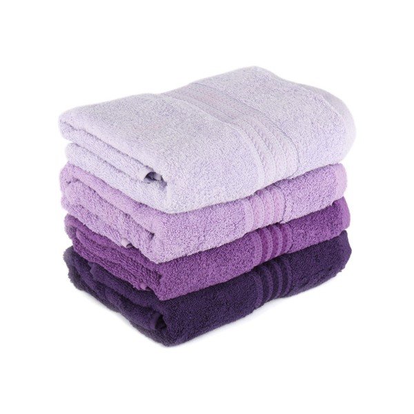 4 violetu kokvilnas dvieļu komplekts Foutastic, 50 x 90 cm-image-1