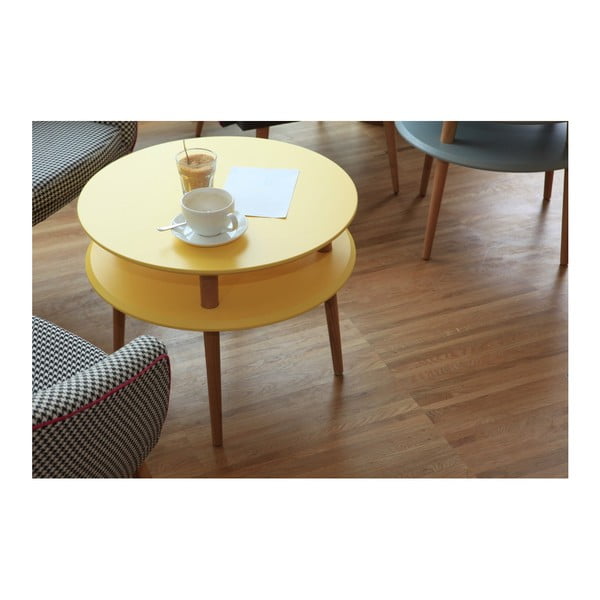 Grafīta pelēks kafijas galdiņš ar dabīga toņa kājām Ragaba UFO, Ø 70 cm-image-3