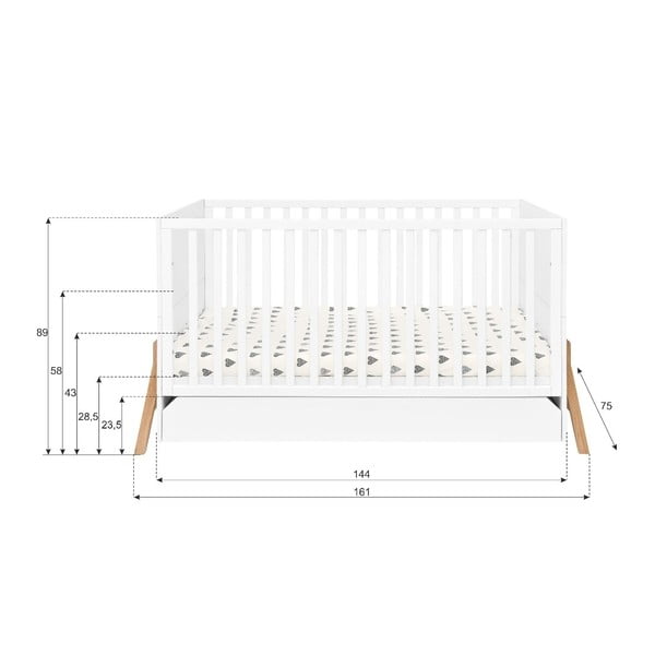 Balta bērnu gultiņa ar atvilktni BELLAMY Lotta, 70 x 140 cm-image-3