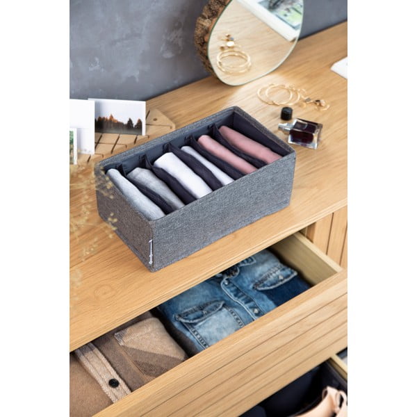 Pelēka uzglabāšanas kaste ar nodalījumiem Bigso Box of Sweden Drawer, 16,5 x 11 cm-image-3