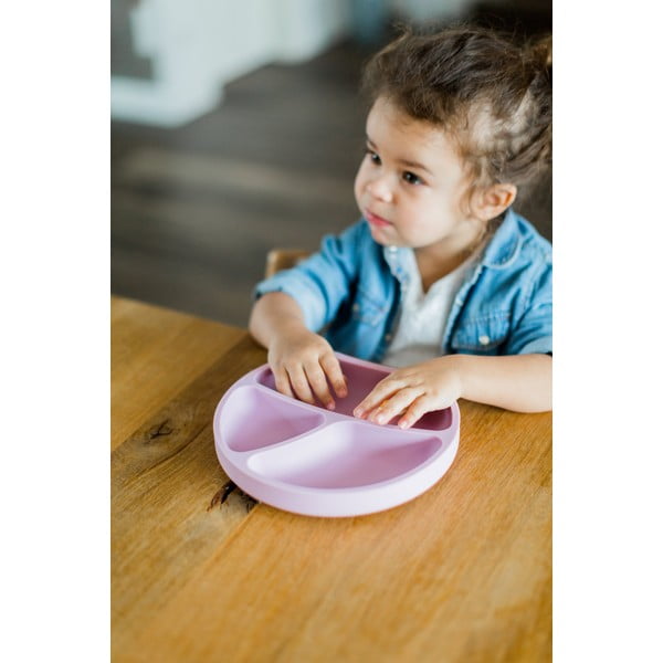 Gaiši rozā silikona bērnu šķīvis 19x20,5 cm – Kindsgut-image-1