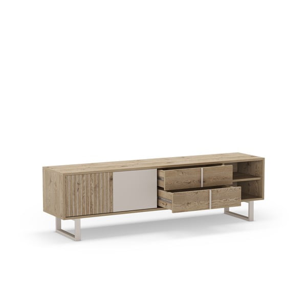 Pelēks/dabīga toņa TV galdiņš ar ozolkoka imitāciju 180x51,5 cm Millay – Marckeric-image-4