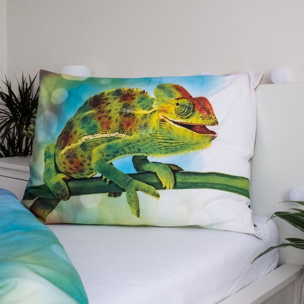 Zaļa vienguļamā kokvilnas bērnu gultas veļa ar spīdošu efektu 140x200 cm Chameleon – Jerry Fabrics-image-3