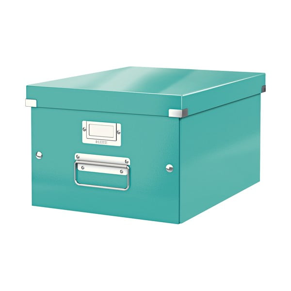 Zaļa/tirkīzzila kartona uzglabāšanas kaste ar vāku 28x37x20 cm Click&Store – Leitz