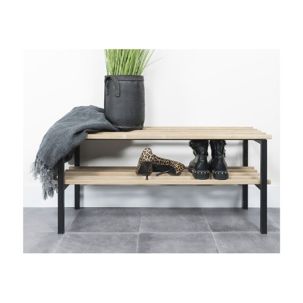 Melns/dabīga toņa metāla apavu plaukts 100x45x34 cm Rizzoli – Spinder Design-image-3