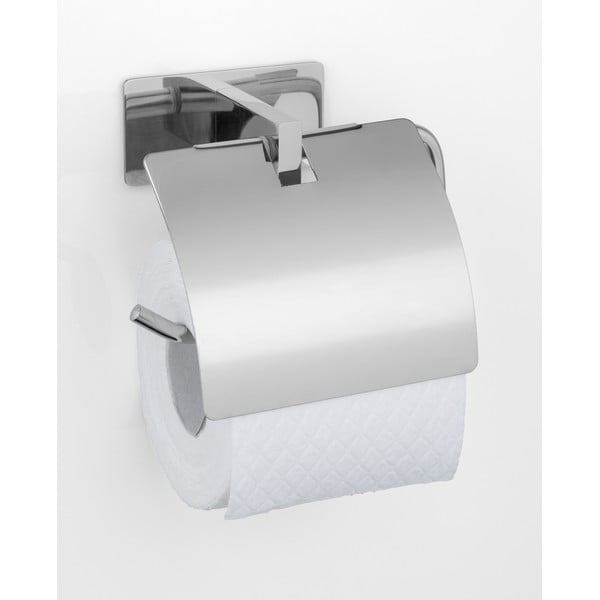 Spīdīgas sudraba krāsas nerūsējošā tērauda pašlīmējošs tualetes papīra turētājs Genova – Wenko-image-1