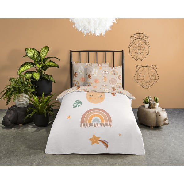 Kokvilnas bērnu gultas veļa vienvietīgai gultai 140x200 cm – Good Morning-image-1