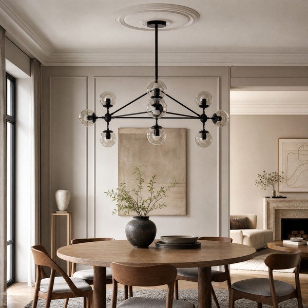 Melna metāla piekaramā lampa ar stikla abažūru Abira – Premier Housewares-image-2