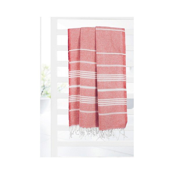 Sarkans pludmales dvielis ar kokvilnas maisījumu Kate Louise Cotton Collection Classic Red, 100 x 180 cm-image-4
