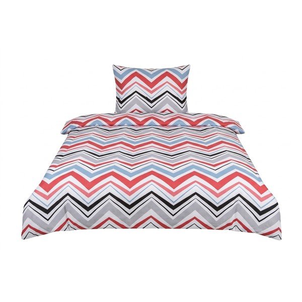 Zila/pelēka vienguļamā trīsdaļīga gultas veļa no kokvilnas satīna 140x200 cm Marina – JAHU collections