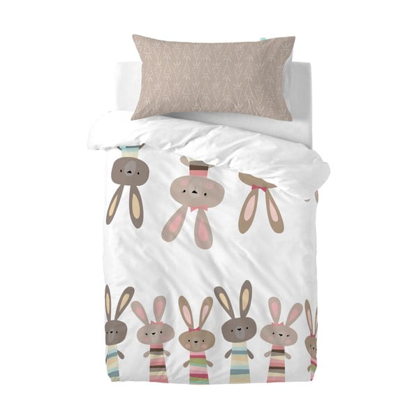 Bērnu kokvilnas gultasveļa Moshi Moshi Rabbit Family, 115 x 145 cm