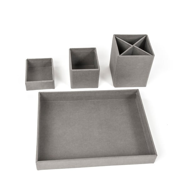 Pelēks rakstāmgalda organizators ar 4 nodalījumiem Bigso Box Of Sweden Lena-image-3