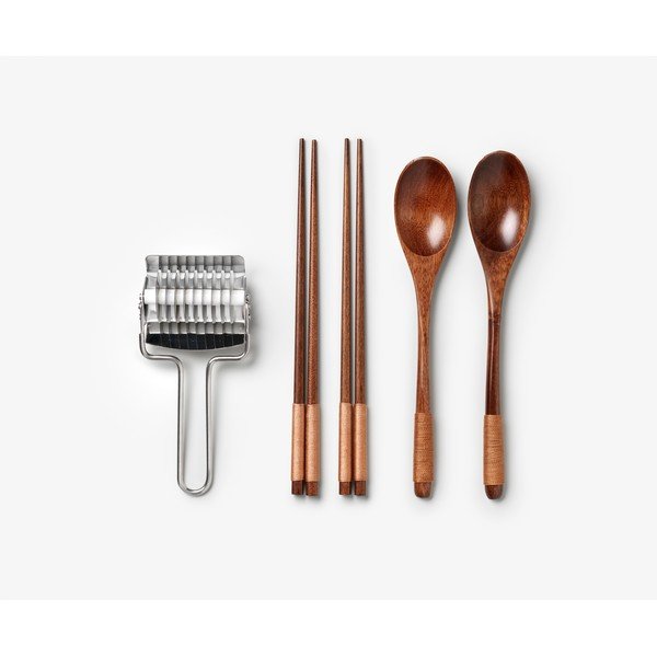 Zils nerūsējošā tērauda/bambusa irbulīšu komplekts 2 personām The Essentials - Ramen Tools – Printworks-image-3