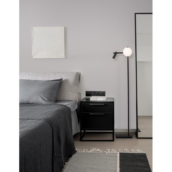 Balta/melna metāla LED stāvlampa ar saliekamu konstrukciju ar stikla abažūru (augstums 150 cm) Joline – Nova Luce-image-2