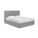 Pelēka polsterēta divvietīga gulta ar veļas kasti un redelēm 160x200 cm Thessa Bold – Bonami Selection