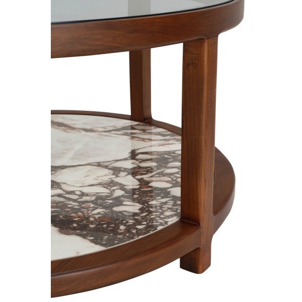 Brūns apaļš žurnālgaldiņš ar stikla galda virsmu ø 80 cm Classeno – Ellos Home-image-4