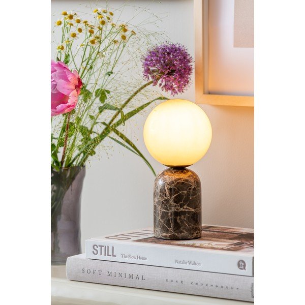 Tumši brūna marmora galda lampa (augstums 20 cm) Lazio Sphere – Leitmotiv-image-1