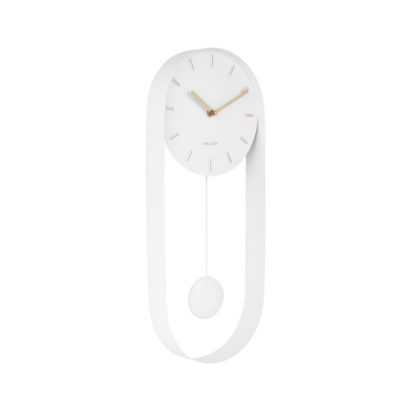 Balts svārsta sienas pulkstenis Karlsson Charm