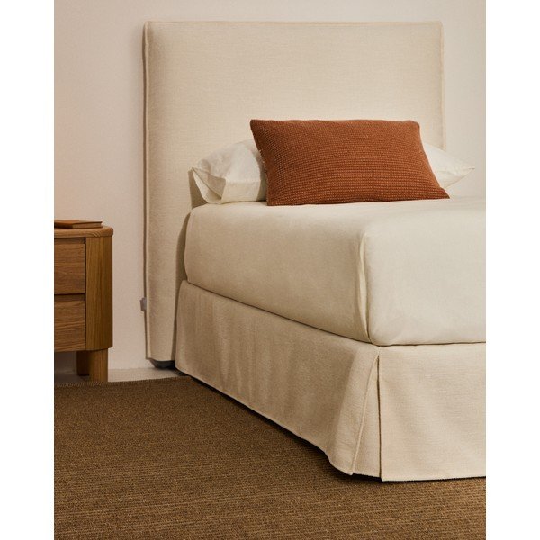 Balta polsterēta vienvietīga gulta bez galvgaļa 90x200 cm Jaira – Kave Home-image-1