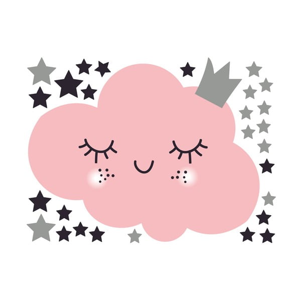 Sienas uzlīmju komplekts Ambiance Pink Clound and Stars-image-2