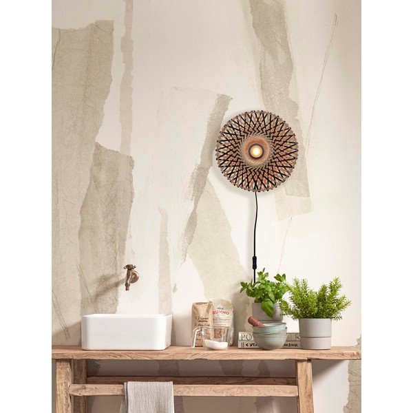 Melna/dabīga toņa sienas lampa ø 30 cm Kalimantan – Good&Mojo-image-4