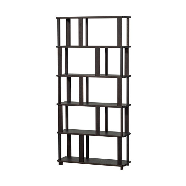 Tumši brūns ozola masīvkoka grāmatplaukts 90x186x30 cm Riss – WOOOD-image-3