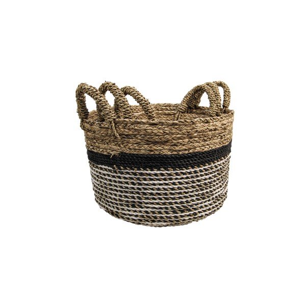 3 uzglabāšanas grozu komplekts HSM kolekcija Raffia Natural Gris-image-1