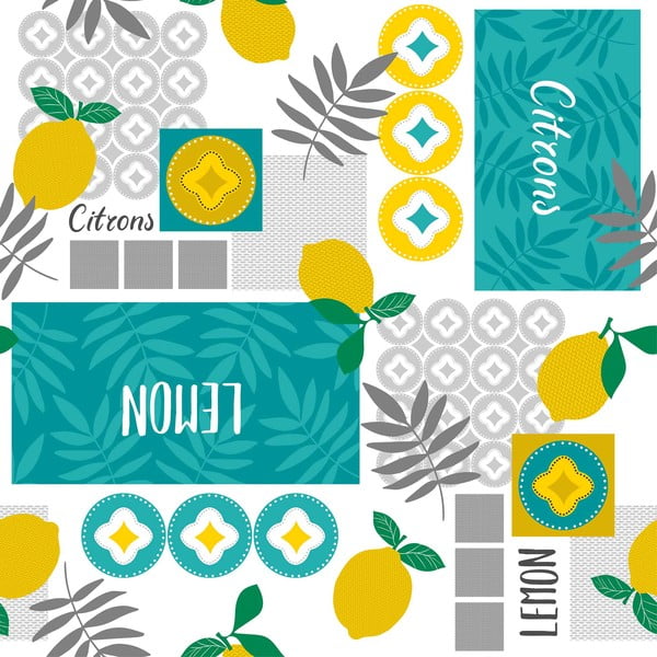 Ar mitru drānu noslaukāms galdauts no PVC 140x240 cm Citronnade – douceur d'intérieur-image-1