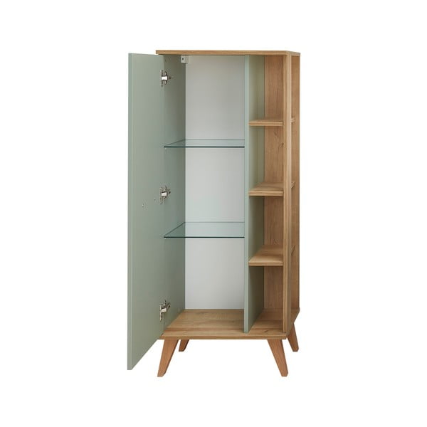 Zaļš augsts vannas istabas skapītis ar ozolkoka imitāciju 51x128 cm Set 963 - Pelipal-image-3