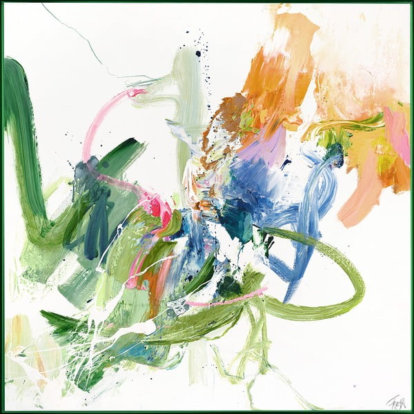 Attēls ar manuāli gleznotiem elementiem 102x102 cm Confidential Green – Malerifabrikken