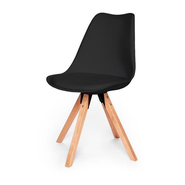 2 melnu krēslu komplekts ar dižskābarža koka kājām Bonami Essentials Gina